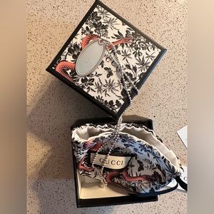 Authentic Gucci dog tag necklace 19” Sterling Silver